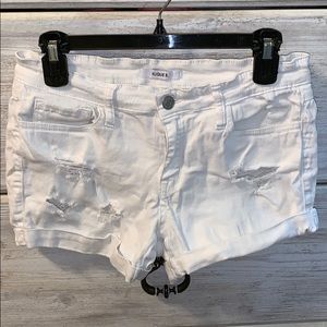 KLIQUE B. white denim ripped shorts